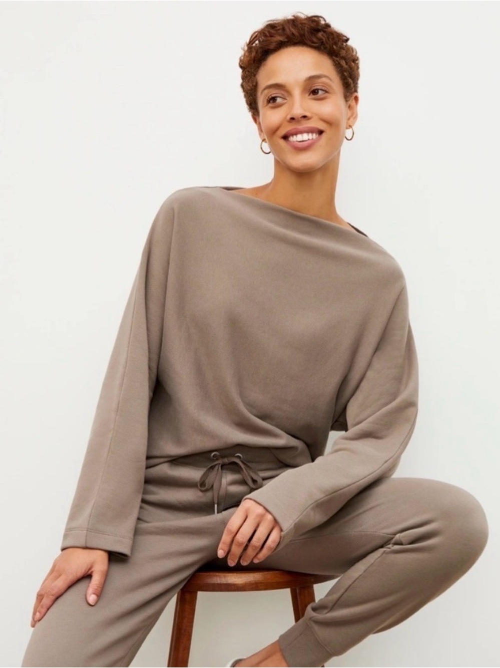MM Lafleur The Kristin Pullover Boatneck Sweatshirt Taupe XS